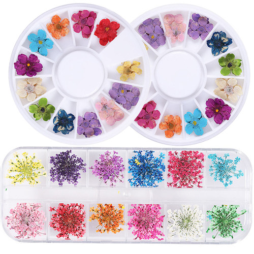 1 Box 3D Dried Flower Nail Decoration Natural Floral Sticker