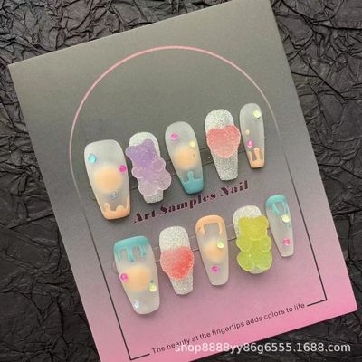 SweetFake Nails Dopamine Bear Gummy Handmade Wearable Nails