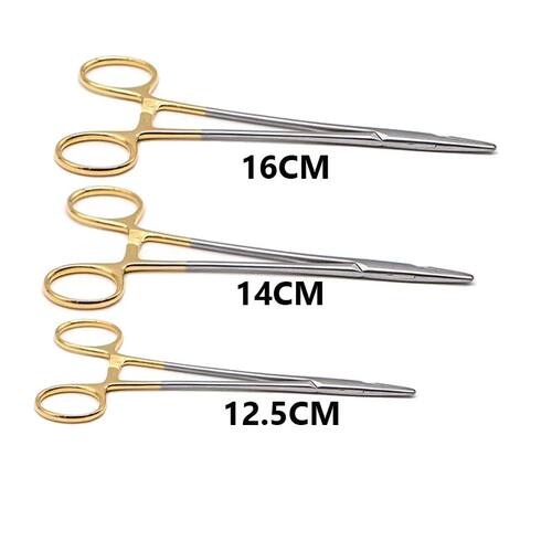 Needle Holder Pliers Mosquito Tweezer Gold Dental Surgical I