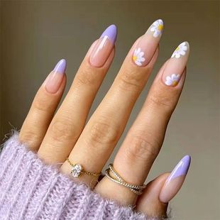 24pcs/Box Ballerina Nail Tip Purple with Design Manicure Pat