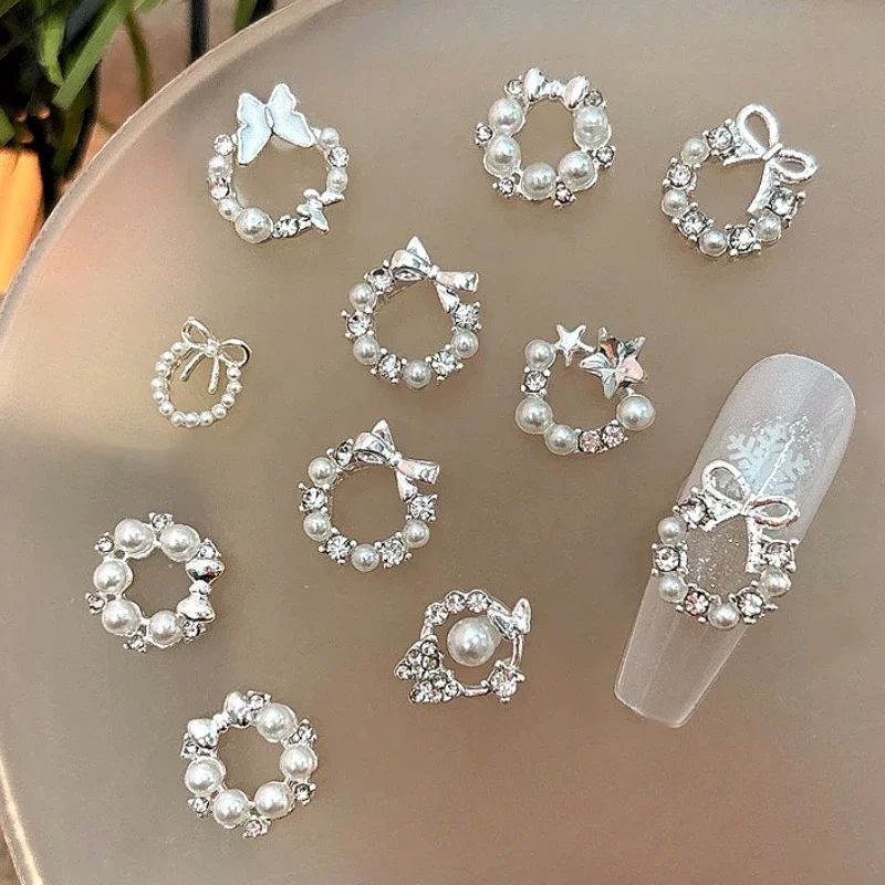 Flat Pearl Wreath Star Bowknot Butterfly Rhinestones Christm