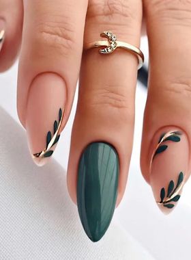 24 Pcs French Fake Nails Almond Long Coverage Press On Nails