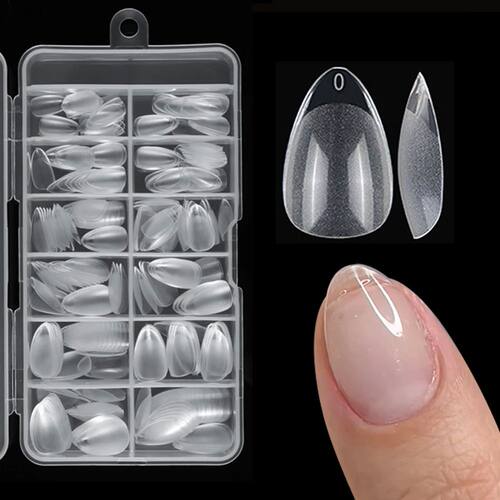 240pcs/box Half Matte XXS Almond Nail Tips Full Cover Soft G