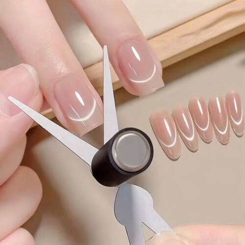 3D Double Headed Nails French Shape Strong Cat Eye Magnet Na
