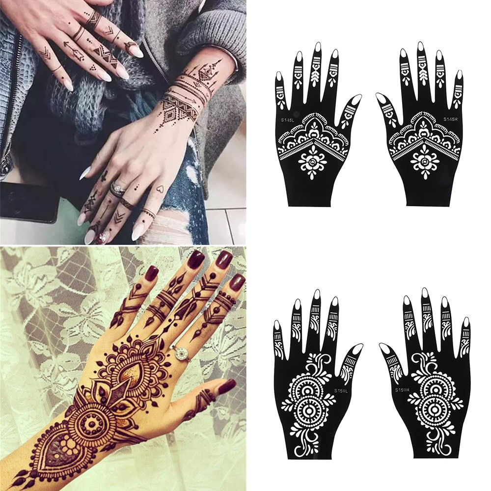 Fashion Henna Tattoo Stencil Temporary Hand Tattoos DIY Body 彩妆/香水/美妆工具 化妆/美容工具 原图主图