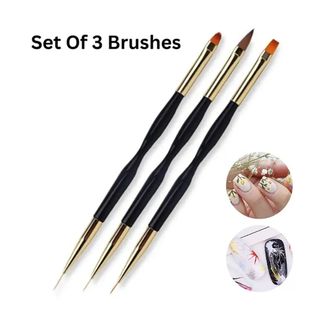 with Brushes Pens Polish Gel Set Brush 3Pcs Art Nail