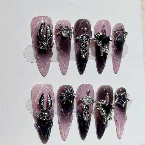 10pcs Halloween Almond Handmade Press on Nails Y2K Fake Nail