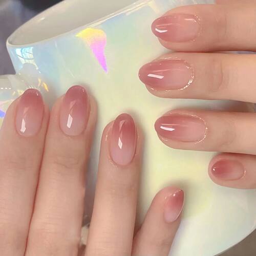24pc wearable french gradient white orange nails set press o