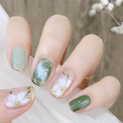 Fake Nail Stickers Wearing Nails Nail Art Day Camellia Nails