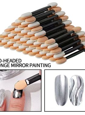 50Pcs/Lot Nail Powder Brushes Sponge Double Sided Applicator
