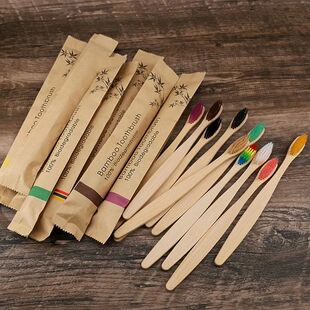 50Pcs Natural Bamboo Toothbrush Wood Toothbrushes Soft Brist