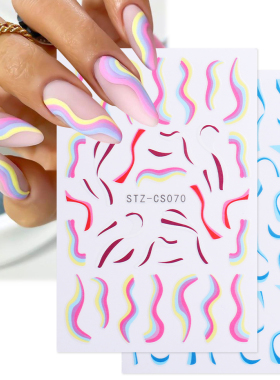 3D Swirl Lines Nail Sticker Geometry Irregular Whirling Wave