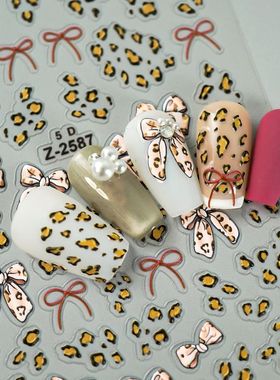 1Pcs Leopard Print Nail Art Stickers 5D Self Adhesive Nail S