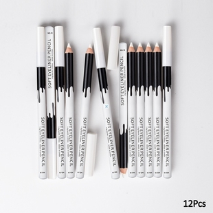 12Pcs/Lot White Eyeliner Pen Make Up Smooth Liner Pencil Eye
