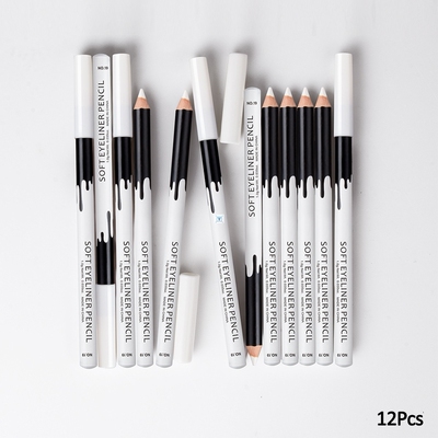 12Pcs/Lot White Eyeliner Pen Make Up Smooth Liner Pencil Eye