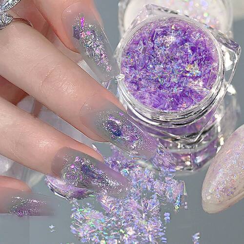 5-Colors Dreamy Aurora Purple Brocade Nail Glitter Powder Ul