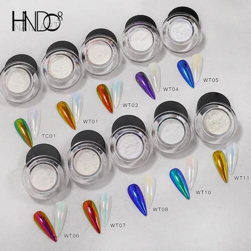 HNDO New 10 Colors Aurora Magic Mirror Powder Nail Glitter C