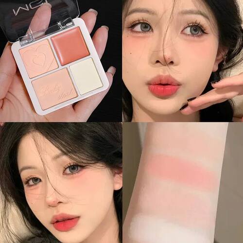 4 Color Love Heart Powder Blusher Palette Natural Matte Colo