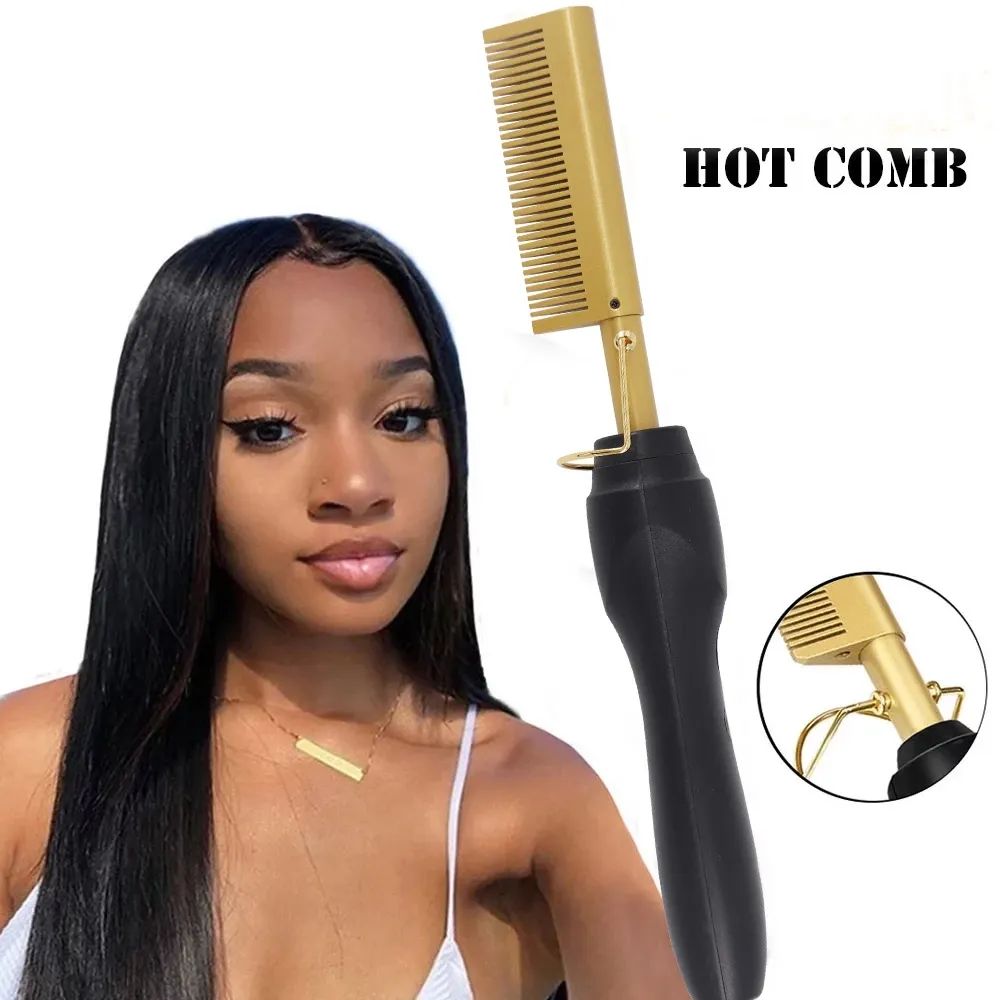 2 in 1 Electric Hot Heating Comb Hair Straightener Curler W-封面