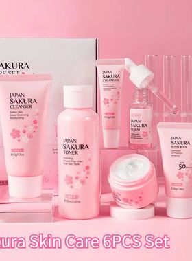 6pcs/Set Sakura Skin Care Sets Face Cream Serum Toner Facial