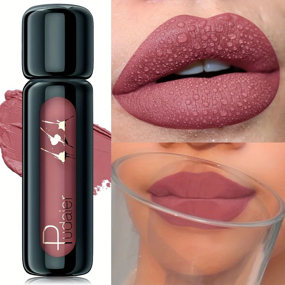 1pc Matte Velvet Lip Gloss, Highly Saturated Liquid Lip Mud,