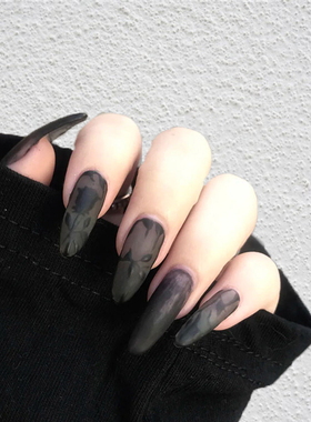 24pcs Black color press on fake nails  Elegant  Glitter Fake