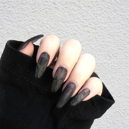24pcs Black color press on fake nails  Elegant  Glitter Fake