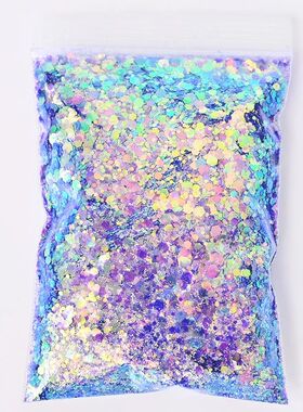 50G/Bag Holographic Mixed Hexagon Shape Chunky Nail Glitter