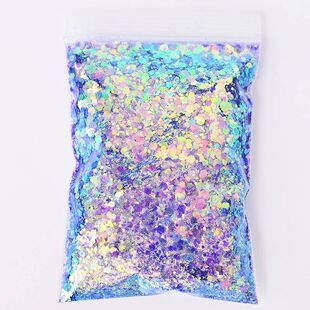50G/Bag Holographic Mixed Hexagon Shape Chunky Nail Glitter