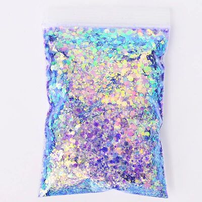 50G/Bag Holographic Mixed Hexagon Shape Chunky Nail Glitter