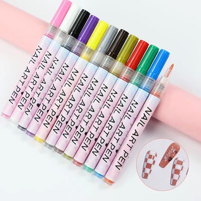 12Pcs/Set Colourful Waterproof Nail Art Graffiti Pen DIY 3D