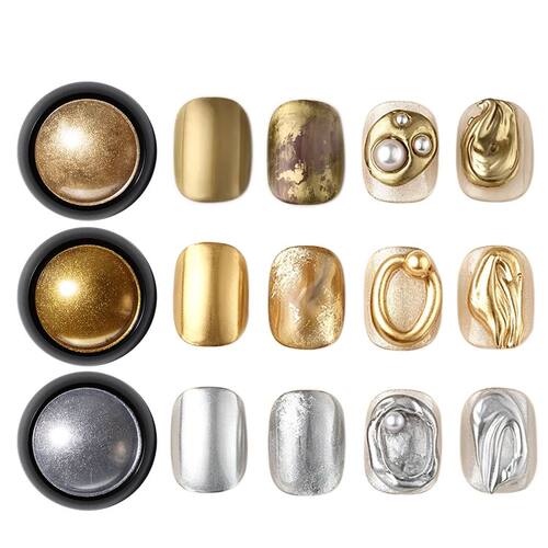 3 Colors Magic Mirror Powder for Nails Metallic Gold Silver