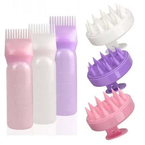 Silicone Shampoo Brush Head Scalp Massage Comb Hair Dye Tint