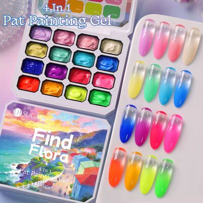 4 in 1 16 Colors Pat Painting Gel For Gradient  Stamping Dra