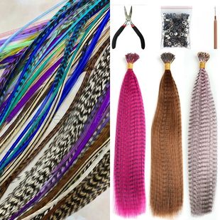Feather Hair Extension 10Pieces Fake Hair I Tip Rainbow Synt