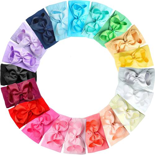 20PCS Soft Baby Headbands with 4.5 Inches Hair Bows Headwrap