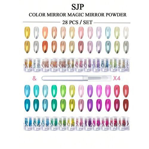 4/5/6/12/28 pcs/ set Magic Mirror Chrome Nail Powder/Sparkli
