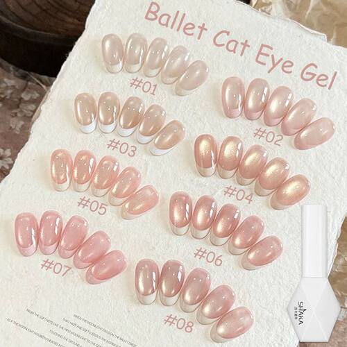 1-9pcs Pure Desire Pink Series Moonlight Ballet Cat Eye Gel