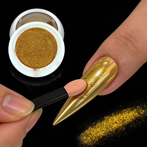 Mirror Chrome Nail Powder Set 2 Colors Golden Silver Metalli
