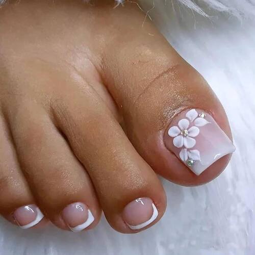 24pcs Square Cherry blossom Diamond toenail Fake nail Detach