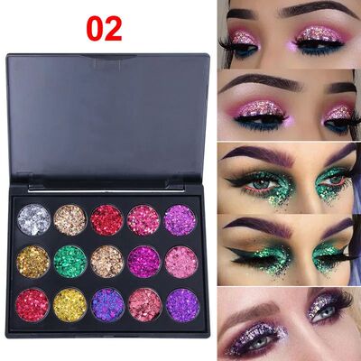 15 Colors Gold Scallion Powder Diamond Glitter Eyeshadow Tra