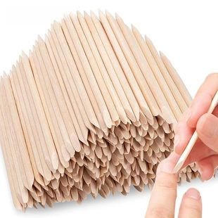 100/50Pcs Orange Wood Nail Sticks Double Sided Cuticle Pushe