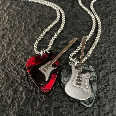 Punk rock pick-up guitar necklace niche design with unique s