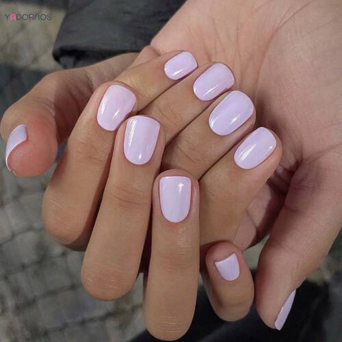 Light Purple Press on Nails Short Square Stick-on Fake Nails