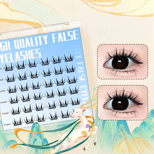 Natural Cosplay False Eyelashes No Glue Need Eyelash Cluster