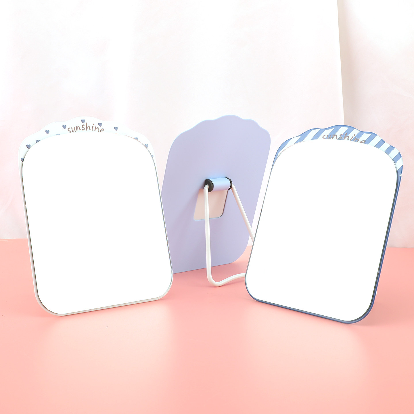 喷漆铁台式化妆便携家用办公室可折叠梳妆镜女生宿舍高清桌面镜子