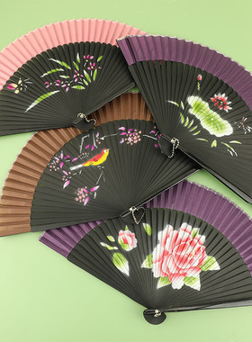 日式折叠布艺折扇夏季动漫扇子