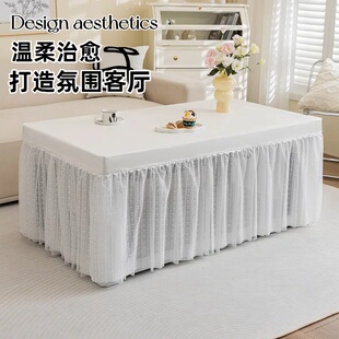 定制烤火桌布茶几罩套 烤火桌子罩套奶油风防油防水长方形一体薄款