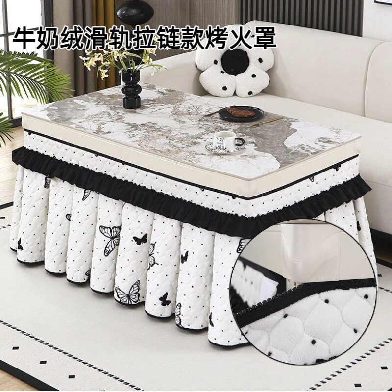 烤火桌子罩套拉链款2025新款冬天加厚加绒长方形烤火被电暖桌罩套,居家布艺,烤火罩,淘宝优惠券,粉丝福利购,淘宝优惠卷