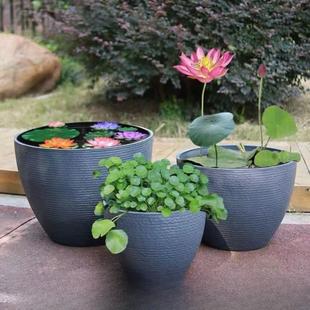 欧式 饰鱼缸荷花睡莲水缸 加厚花盆家用办工阳台塑料花盆盆栽圆形装